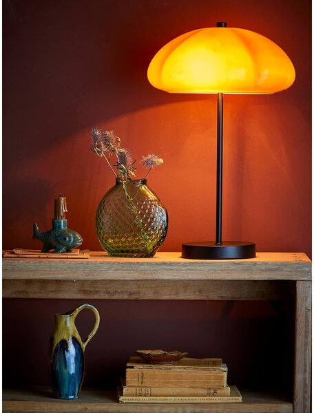 Lampa stołowa w kolorze ochry ze szklanym kloszem (wysokość 46,5 cm) Kinoko – Bloomingville