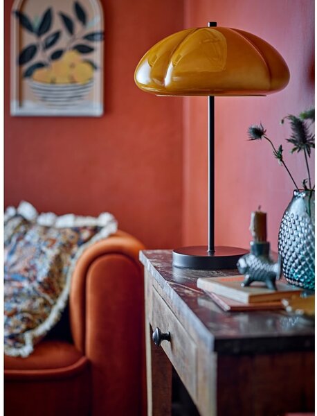 Lampa stołowa w kolorze ochry ze szklanym kloszem (wysokość 46,5 cm) Kinoko – Bloomingville