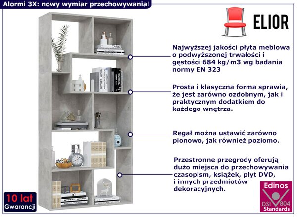 Otwarty regał na książki beton L8-M52
