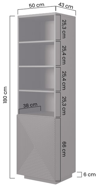Regał Asha 50 cm z ryflowanym frontem - artisan / rivier stone mat