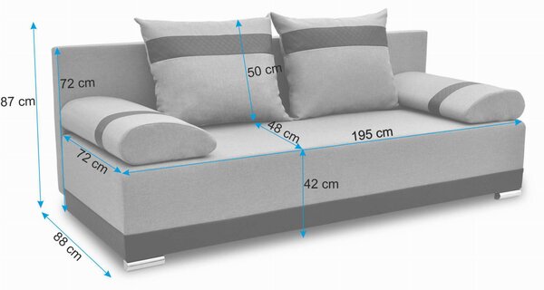 Kanapa z funkcją spania sofa rozkładana wersalka Orlean PLUS Szara
