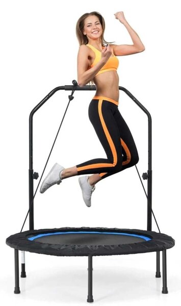 Składana mini trampolina fitness z regulowaną wysokością i 2 opaskami