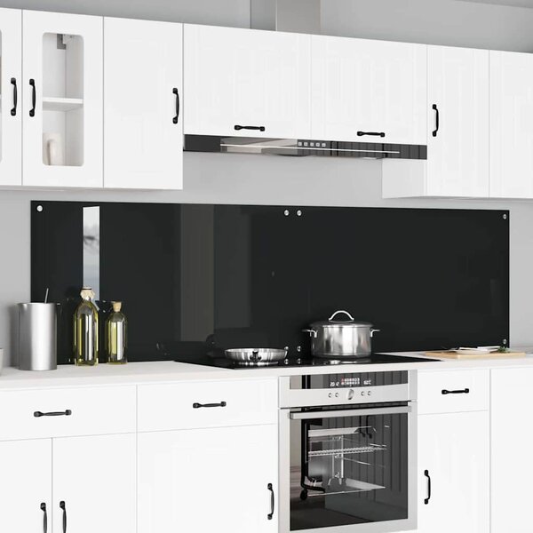 Panel kuchenny 2 pcs Czarny 110 x 60 cm szkło hartowane