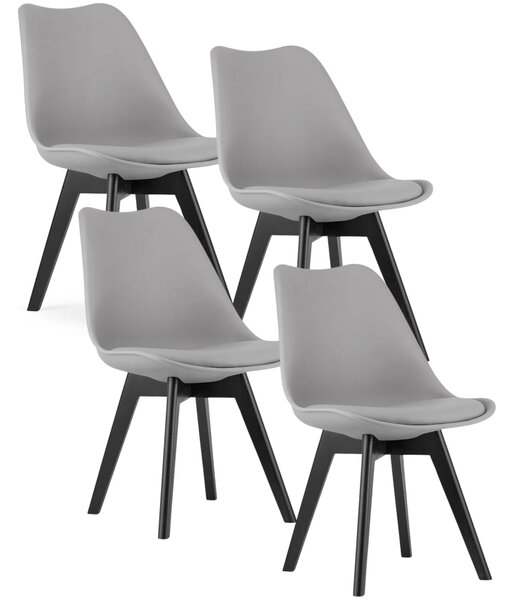Komplet szarych ergonomicznych krzeseł z czarnymi nogami 4 szt. Z8-K66