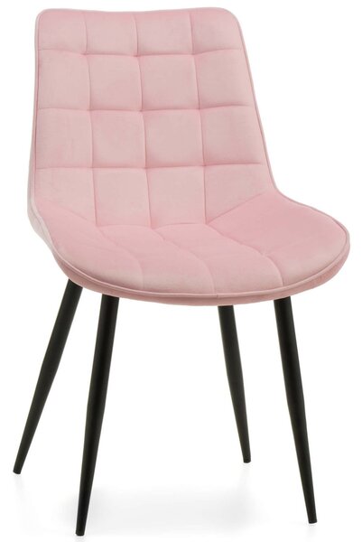 Krzesło różowe ART831C welur, czarne nogi