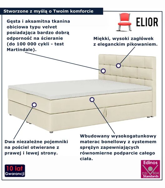 Beżowe łóżko kontynentalne z pojemnikiem 6 rozmiarów G0-S02