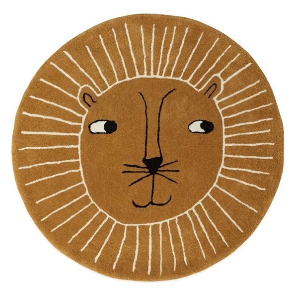 Brązowy dywan dziecięcy z mieszanki wełny ø95 cm Lion – OYOY Mini