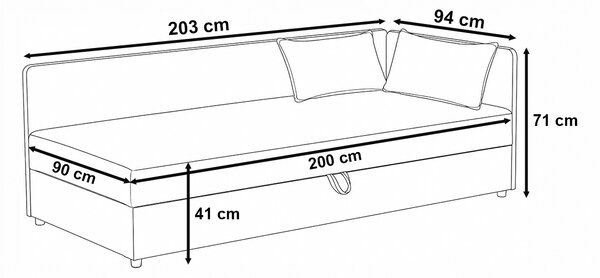 Tapczan łóżko jednoosobowe z pojemnikiem Hirek 90x200 Sztruks Kremowy