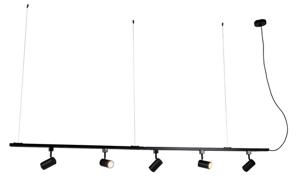 Inteligentny system szynowy wiszący czarny 1-fazowy z 5 Wifi GU10 - Iconic Jeana