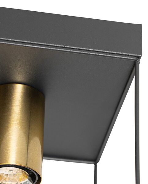 Minimalistyczna lampa sufitowa czarna ze złotem 2-światła - Kodi