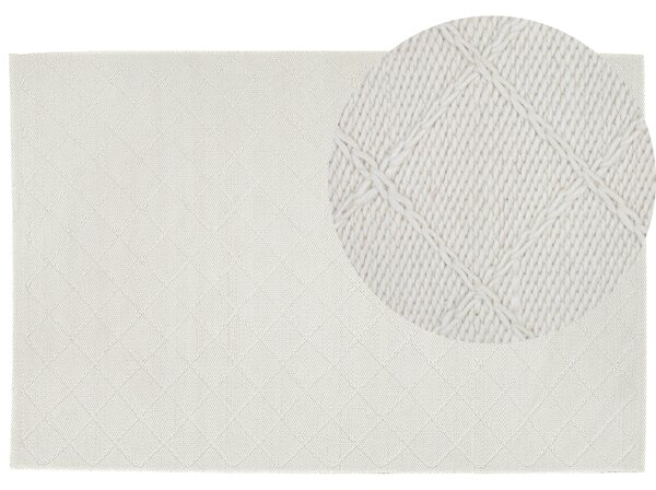 Dywan wełniany 160 x 230 cm geometryczny splot złamana biel Ellek Beliani