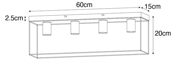 Minimalistyczna lampa sufitowa czarna ze złotem 4-światłowa - Kodi