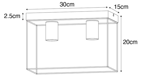 Minimalistyczna lampa sufitowa czarna ze złotem 2-światła - Kodi