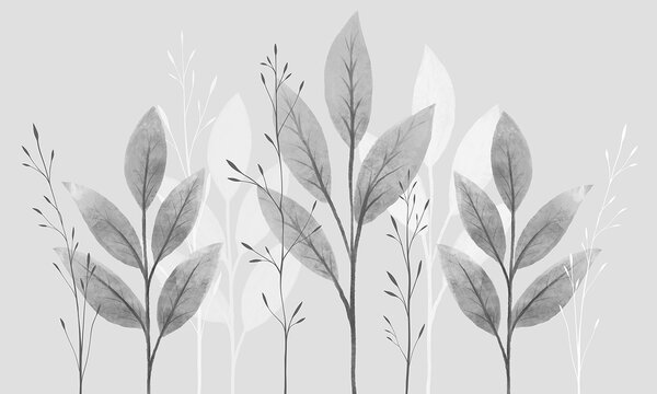 Fototapeta Elegancki, monochromatyczny wzór w stylu botanicznym, Fototapety Natura, Popularne Fototapety, t00723v2 - Tapeko.pl