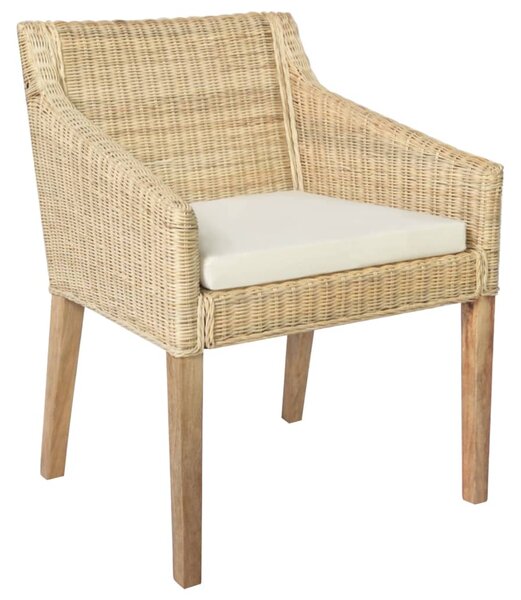 Krzesło stołowe z poduszką, naturalny rattan