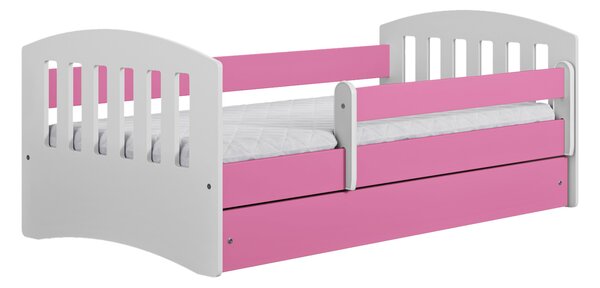 Łóżko dziewczęce z szufladą i materacem Pinokio 2X 80x160 - różowe