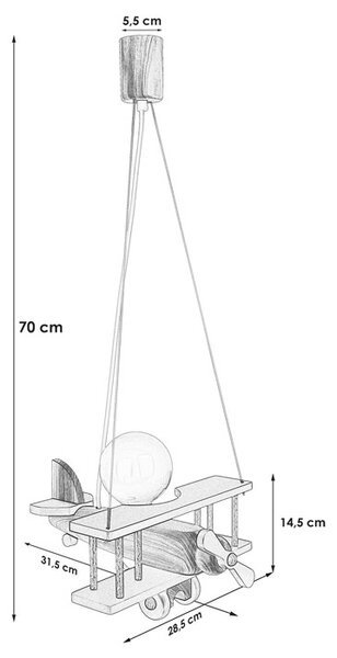 Niebiesko-biała lampa wisząca dla dziecka samolot - S199-Frela