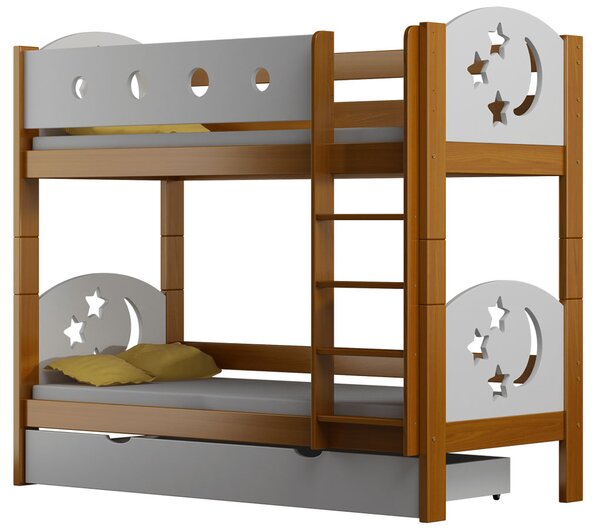 Łóżko piętrowe drewniane dla dzieci, olcha - Mimi 4X 160x80 cm